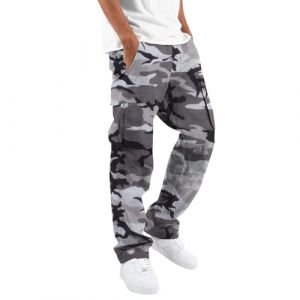Pantalon Cargo Homme Camouflage, Pantalons de Travail Homme Casuals Pantalon Treillis Militaire Tactique Coupe Droite Taille Élastique (Hapyui^, neuf)