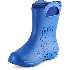 Ladeheid Bottes de pluie femme l&eacute;g&egrave;res imperm&eacute;ables en mousse EVA avec doublure chaude motif grenouille semelle antid&eacute;rapante poign&eacute;es faciles &agrave; enfiler LA-CA-12 (Bleu, 40/41 EU) (Hisert, neuf)