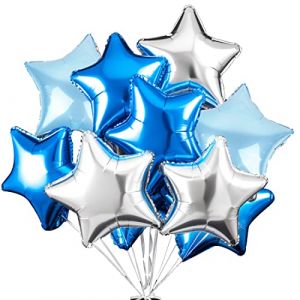 Ballon Étoile Argent Bleue 24 pcs, Baudruche en Forme d'étoile, Ballons de Fleuret, Ballon Helium Étoile pour Anniversaire, Mariage, Saint Valentin, Décoration de fête de Noël (WEIMEIYING, neuf)