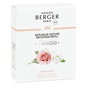MAISON BERGER - Lot de 2 Recharges Diffuseur Voiture – Système Céramique – Diffusion 4 à 6 Semaines – Parfum Lampe Berger – Fabriqué en France (Paris Chic) (Maléa Déco, neuf)