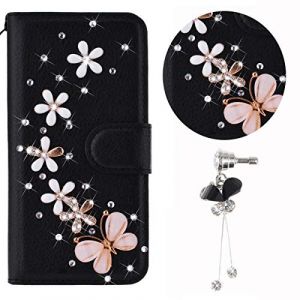 Coquille pour Samsung Galaxy A21s Paillettes 3D Etui Cuir Housse Coque Bling Portefeuille Wallet PU &Eacute;tui en Cuir Flip Noir Motif Strass Diamants 3D Couronne Flip Housse Samsung Galaxy A21s (Bolong, neuf)