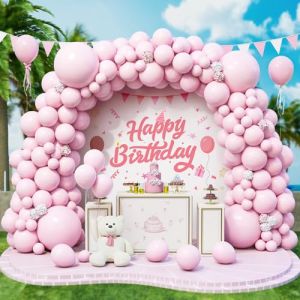 Roxistar 143 pcs Ballons Rose Pastel Ballon en Latex Diff&eacute;rentes Tailles Kit Guirlande Ballon Rose Clair Pale pour Filles Enfants F&ecirc;te d'Anniversaire Bapt&ecirc;me Douche de B&eacute;b&eacute; Mariage Baby Shower D&eacute;cor (YANKUADE, neuf)