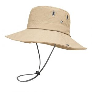 Chapeau de Seau with String Buton, Été Chapeau de Soleil en Polyester Anti-UV Chapeau de Pêcheur Outdoor Randonnée Bucket Hat Pliable (CAI  CHENGGUO DE DIAN, neuf)
