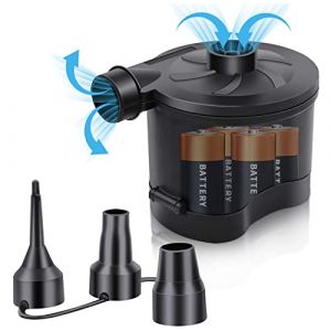 3T6B Pompe à air électrique Alimentée par Piles, Portable Pompe Electrique Gonfleur Matelas Gonflable à 3 Buses,pour Bouée Bateau Matelas Voiture Coussin Camping(Batterie 4D, Ne Comprend Pas) (ZIZAIWAN, neuf)