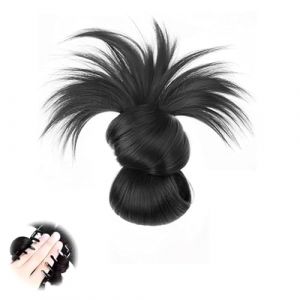 Wig en chignon &agrave; plumes &agrave; clips,Clip de griffe Pi&egrave;ce &agrave; cheveux en d&eacute;sordre,Extensions de cheveux boucl&eacute;s ondul&eacute;s fausse queue de cheval pour femmes (Black) (Lcmei, neuf)
