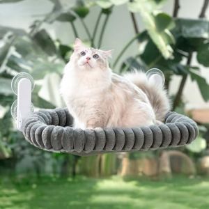 GUUSII HOME Hamac Chat Fenetre Pliable Panier Perchoir Suspendu Lit pour Petite et Grande Chats Ventouse Support Transat Etagere Coussin Chaise Interieur Tapis Réversible 54 * 30cm (Gris, M) (GUUSII HOME, neuf)
