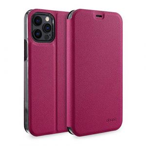 doupi Flip Cover pour iPhone 12 / iPhone 12 Pro (6,1 Pouces), &Eacute;tui &agrave; Rabat Magn&eacute;tique Coque Style Livre Protection Housse avec Support, Rouge Rose (GLEXD Shop, neuf)
