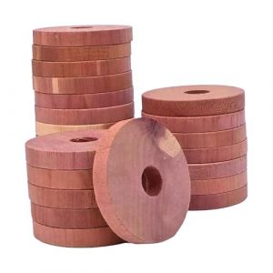 JoyEcho Anti Mites Vetements, 24 pi&egrave;ces Anneaux Anti Mites Bois de C&egrave;dre, Protection 100% Naturelle sans Produit Chimique pour Penderie, Parfum pour Cintres, Armoires (YanRongGuan, neuf)