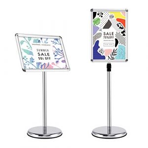 RELAX4LIFE A4/A3 Porte-Affiche Réglable en Hauteur et Rotatif 360° avec Cadre en Alliage Aluminium, Présentoir Affiche avec Base en Acier INOX pour Restaurant/Musé/Magasin (A3) (RELAX4LIFE, neuf)