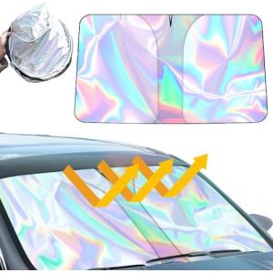 Pare Soleil Voiture Pare Brise Avant,Pare-Brise-Soleil De Voiture,Couverture Pare Soleil Avant Anti UV Isolation La Chaleur,Pare-Soleil De Voiture Pliable Et Portable (135x65cm) (JiLiXia-EU, neuf)