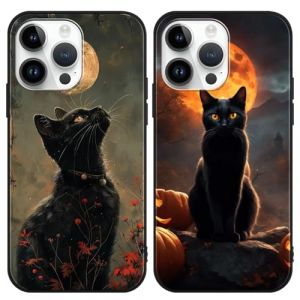 2 Pi&egrave;ces Coque pour iPhone 7/iPhone 8/iPhone SE 2022/2020 4.7'', Japonaises Chat lune Dessin Anim&eacute; Moderne AI Aesthetics Motif &Eacute;tui Protection Housse de Silicone TPU Souple Antichoc Case, Noir (VITAMINROX GO, neuf)