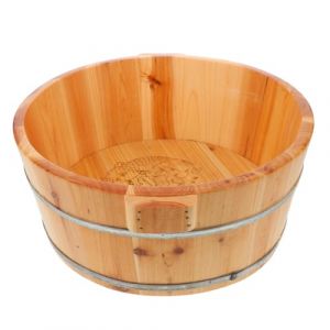 Vaguelly Bassine En Bois Naturel Pour Bain De Pieds , Diam&egrave;tre 36 Cm, Hauteur 16 Cm, Immersion Profonde Pour P&eacute;dicure Spa, Usage Domestique Poign&eacute;es De Transport Pratique (Bustling Xin, neuf)