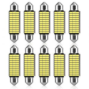 10pcs C5W LED Ampoules Feu Blanc,6500K,600LM,33MSD-3014 Chipsets Ampoules LED,Lumi&egrave;res Int&eacute;rieures de D&ocirc;me de Carte,Ampoule Plaque Immatriculation,Ampoule Navette Led 12v pour Habitacle,Blanc (DeHaiShiGangGang, neuf)