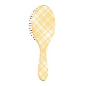 Brosse &agrave; cheveux en bois &agrave; damier jaune - Brosse &agrave; cheveux en bois naturel cepillo manuelle para madera (Hangchuan Health, neuf)