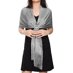 heekpek Chale Femme Mariage Dor&eacute; &Eacute;charpe Ch&acirc;le &Eacute;tole Mariage Wrap Foulard pour Soir&eacute;e C&eacute;r&eacute;monies Parties F&ecirc;tes Mariage, Gris Fonc&eacute;, Taille unique (HKPK, neuf)
