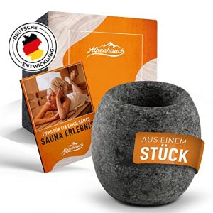 ALPENHAUCH &OElig;uf de sauna en pierre de st&eacute;atite massif [5x5cm] - Bol aromatique pour sauna r&eacute;sistant &agrave; la chaleur pour un parfum intense - &OElig;uf de sauna naturel pour cristaux de menthol et huiles de (Kronenburg Handel GmbH, neuf)