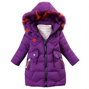 linboo Enfant Fille Manteau d'Hiver Doudoune Chaud Veste à Capuche Fourrrure Parka Rembourré Blouson Imprimé Lettre LOVE, Violet, 13-14 ans (TBONBON-EU, neuf)