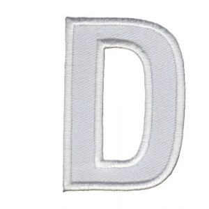 Patch Ecusson Thermocollant Lettre Blanche 5 cm Lettre au choix (D) (Filou Face, neuf)