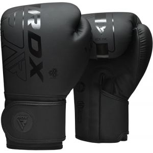 RDX Gants de Boxe Muay Thai d'entrainement, Maya Hide Cuir, Kara Pro Sparring Kickboxing MMA Boxing Gloves, Gants pour Sac de Frappe Pattes d'ours Training, Homme Femme Adulte 8 10 12 14 16oz Noir (RDXINC LTD, neuf)