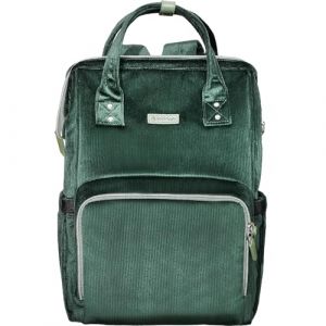 Sunveno Sac à dos à langer avec coutures en velours, grande capacité, sac de transport à l'épaule, organiseur pour les soins de bébé avec poches isolées, tissu imperméable, vert, taille unique (SUNVENO Eu, neuf)