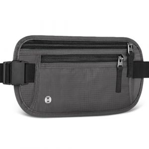 Aucuu Sac Banane de Voyage avec RFID Blocage, Sac Banane de Antivol Ultra Fin pour Homme Femme, Ceinture de Voyage de S&eacute;curit&eacute; Invisible R&eacute;glable pour Telephone, Passeport, Esp&egrave;ces, Carte de Cr&eacute;dit (Aucuu&reg;-EU, neuf)