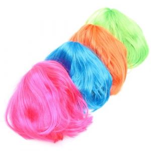 TOYANDONA 4 pi&egrave;ces Perruques Color&eacute;es Cosplay Faux Cheveux pour D&eacute;guisement Mascarade Perruques L&eacute;g&egrave;res et Durables pour F&ecirc;te Costume Unisexe Vert Bleu Orange Rose (Elitabert, neuf)