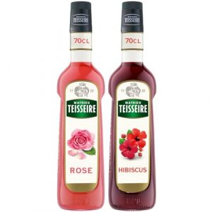 Mathieu Teisseire - Assortiment de Sirop de Rose et de Sirop d'Hibiscus pour boissons rafraichissantes et cocktails 2x70cl (THE SIROP SHOP, neuf)