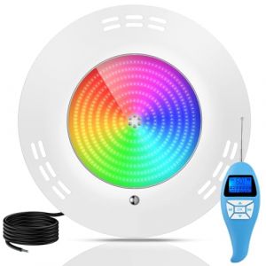 LyLmLe Projecteur Piscine LED Remplie de R&eacute;sine, 35W Lampe Piscine extra-plats RGB Dimmable Multicolore Submersible avec T&eacute;l&eacute;commande,Angle de faisceau 140&deg;, IP68 &eacute;tanche 12VAC Ampoule LED Piscines (Raypole International, neuf)