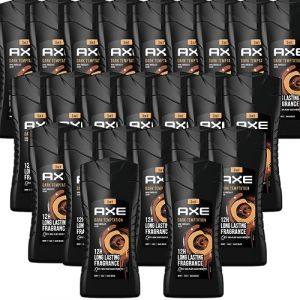 Axe Gel Douche & Shampooing 3 en 1 Dark Temptation pour une fraîcheur longue durée et un parfum après la douche Testé dermatologiquement 250 ml Lot de 24 (Sibashop, neuf)
