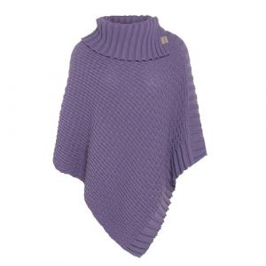 Knit Factory - Nicky Poncho Tricot&eacute; - Cape Femme - Poncho Femme - Poncho pour l&rsquo;Automne et l&rsquo;Hiver - Poncho en Laine et Acrylique - avec col &eacute;charpe - Violet - Taille Unique (Knit Factory, neuf)