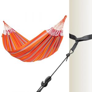 La Siesta® Hamac classique double Brisa avec support d'arbre – Kit de suspension pour intérieur et extérieur – Résistant aux intempéries – Toucan (LA SIESTA, neuf)