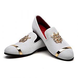 JITAI Blanc Hommes Velvet Mocassins Chaussures Fumer décontractés Mocassins,42 EU,Blanc 08 (steven zheng yi, neuf)
