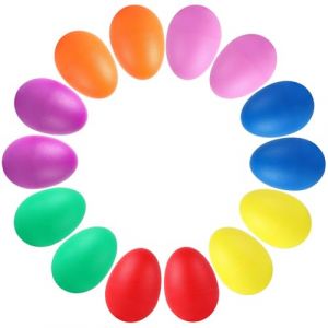 Augshy 14 Pièces Œufs Maracas en Plastique, Œufs Sonores Percussion Musicale Œufs de Pâques pour Enfants, Jouets Éducatifs pour Activités Parent-Enfant, Maternelle, 7 Couleurs (THome, neuf)