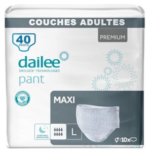 Dailee Pants Maxi L - 40x Couches Adultes, Couche Culotte Incontinence Femme et Homme - 4 Paquets de 10 Slip Incontinence, Culotte Jetable (Clikeaze FR, neuf)