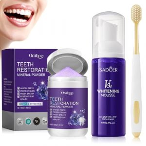 kit blanchiment dentaire,Dentifrice Blanchissant Violet 60ml + Poudre Blanchissante Dents 50g + brosse &agrave; dents,pour Blanchiment des Dents,&eacute;limination Profonde des Taches (ZHANGQUAN LIMITED, neuf)