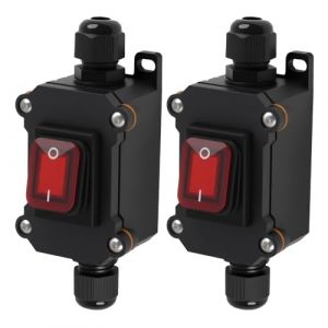 2 Pi&egrave;ces Interrupteur &Eacute;tanche &agrave; Cordon IP65 avec Voyant Rouge, 220V 30A, Interrupteurs Marche Arr&ecirc;t &agrave; Basculer DPST pour Applications Int&eacute;rieures et Interrupteur Ext&eacute;rieur &Eacute;tanche Fiable (KeJianDeng, neuf)