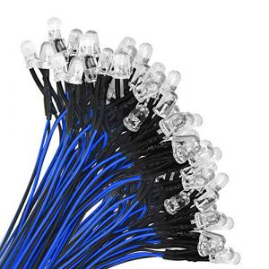 YIXISI 100 Pièces 12V Diodes, LED Pre-Wired Round Top Ampoule Lampe, 5mm Diode Ampoule pour Bricolage Voiture Jouets de Bateaux Parties (Bleu) (YXS-DE, neuf)