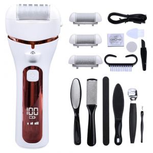 Rapeuse Pieds Electrique avec 3 Rouleaux, 16 en 1 Kit de P&eacute;dicure Professionnel Anti-callosit&eacute;s,3 Vitesses R&acirc;pe &agrave; Pieds &Eacute;tanche Portable,1200mAH Rechargeable (Rose) (LF DI LI FAN, neuf)