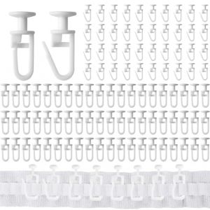 IEBTAWN 100Pcs Crochet Rideau Rail,Coulissant Crochet De Rideau Rail Glisseur,Patin &Agrave; Rideaux,Crochet Glisseur,Draperie Rail Curseur Crochet,Crochet Renforc&eacute;s Pour Rideaux De Douche Pour Rail De Ridea (WANG HE DE DIAN, neuf)