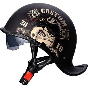 Letetexi Rétro Casque à Face Ouverte Demi-Jet Casque Scooter avec Visière Open Face Classic Casque Moto Jet Vintage ECE Homologué Casque Bol Moto Bols pour Homme et Femme Cruiser Chopper (Casque Letetexi, neuf)