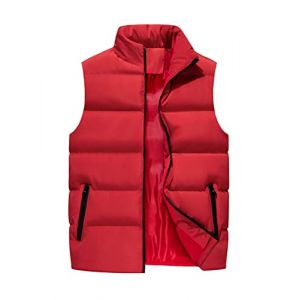 ORANDESIGNE Homme Veste sans Manches Doudoune Matelass&eacute; Couleur L&eacute;g&egrave;re Gilet &agrave; Capuche Manteaux &eacute;pais en Hiver A Rouge M (Wowmart Zoo X., neuf)