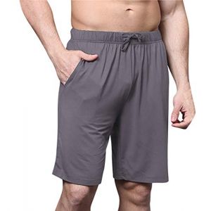 YAOMEI Homme Bas de Pyjama Shorts, Homme Modal Coton sous-vêtements Caleçon Boxer Trunk Bas de Pyjama Vêtements de Nuit Homme Ceinture élastique Ajustable et Poches Dormir (Gris foncé, 5XL) (Dolamen EU, neuf)