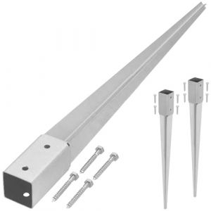 KOTARBAU® 2 x 46 x 46 x 600 mm Support de Poteau a enfoncer en Acier galvanisé Lourd | Support de Poteau carré en métal entraîné a Planter | Support Poteau Bois | Support Poteau A Enfoncer (KOTARBAU, neuf)
