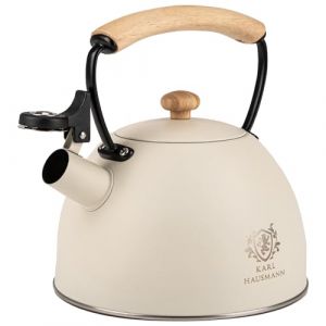 KARL HAUSMANN Bouilloire Inox - 2.5L - Bouilloire Sifflante - Bouilloir Induction, Gaz - Poign&eacute;e R&eacute;sistante &agrave; la Chaleur - Bouilloir Traditionnelle Tous Feux - Retro - Th&eacute;i&egrave;re Gaz (Cr&egrave;me) (Kraken Chairs, neuf)