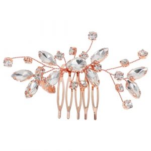 DEARMAMY Peigne De D&eacute;coration De Mari&eacute;e Coiffe De Mariage Pour Mari&eacute;e Coiffe Pour Femme Coiffe De Mari&eacute;e Bijoux De Mari&eacute;e Accessoires De Cheveux De Mari&eacute;e Pour Femme Alliage Or Rose (Liiane, neuf)