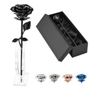 QGJNSGC Urne funéraire en forme de fleur rose pour cendres humaines - Médaillon urne funéraire - Longue tige - Colorée - Urne funéraire pour cendres - Pour cendres - Souvenir pour cendres (QGJNSGC jewelry, neuf)