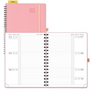 POPRUN Agenda 2025 2026 Semainier 22 x 16,5 cm D'Août 2025 à Déc 2026, Planner Disposition Horizontale Scolaire 17 Mois avec Couverture Souple Spirale, Règle et signet, Papier 80g/m², Rose Doux (Time Works Wonders, neuf)