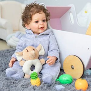 Pinky Reborn Poupée Reborn 22 Pouce 55 cm Jolie Garçon Reborn Poupée Pleine Silicone Vinyle Bébé Poupées Garçon Jouets Meilleur Cadeau pour Enfants (NUER Collection, neuf)