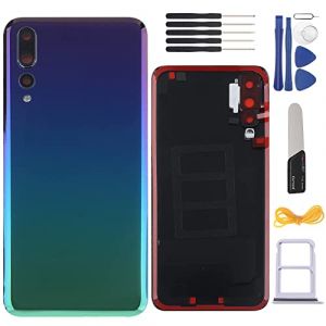 YHX-OU 6.1'' Couvercle de batterie pour Huawei P20 Pro Cache batterie de rechange Vitre arrière, Coque arrière de Batterie Remplacement + Outil d'installation (Aurora Blue) (YHX-OU, neuf)