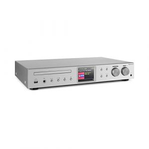 AUNA iTuner CD Récepteur HiFi - Tuner Internet Radio, Tuner HiFi, Radio FM, Dab+, Lecteur CD, Connexions Multiples, WiFi, Spotify Connect, UNDOK, USB - no Bluetooth, Argent (Electronic-Star-FR, neuf)